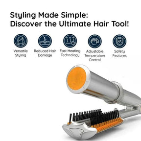 Brosse à Cheveux Rotative 2-en-1 - Coiffage Lisse et Volumineux Rapide