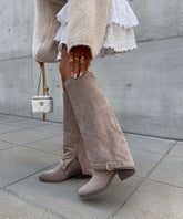 Bottes Montantes Beige Élégantes - Confort Optimal pour Usage Quotidien