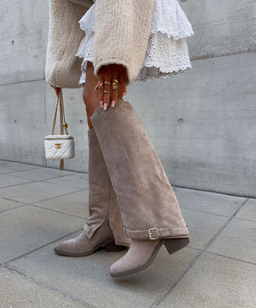Bottes Montantes Beige Élégantes - Confort Optimal pour Usage Quotidien