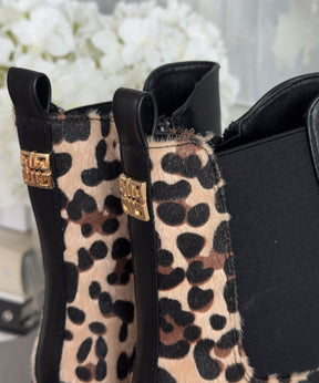 Bottes Noires Imprimé Léopard - Doublure Confortable pour Usage Quotidien