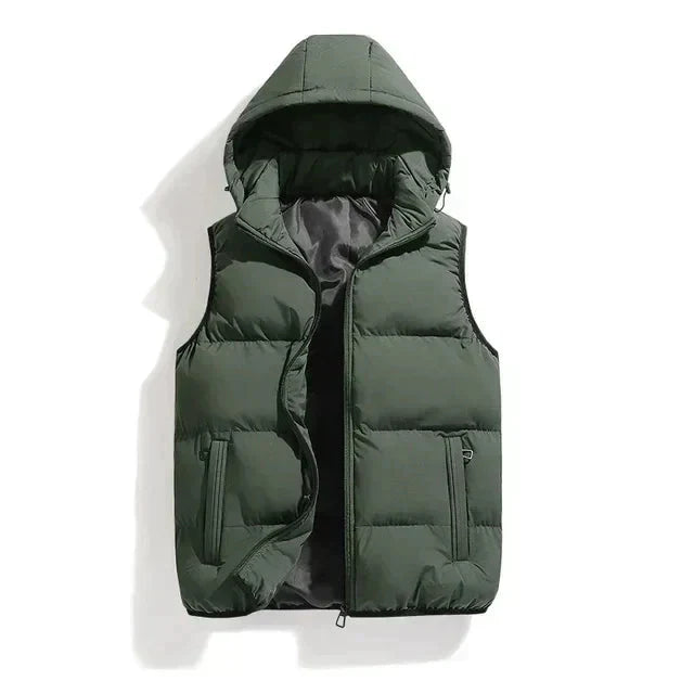 Veste d'hiver sans manches pour hommes - Isolation Premium et Capuche Amovible