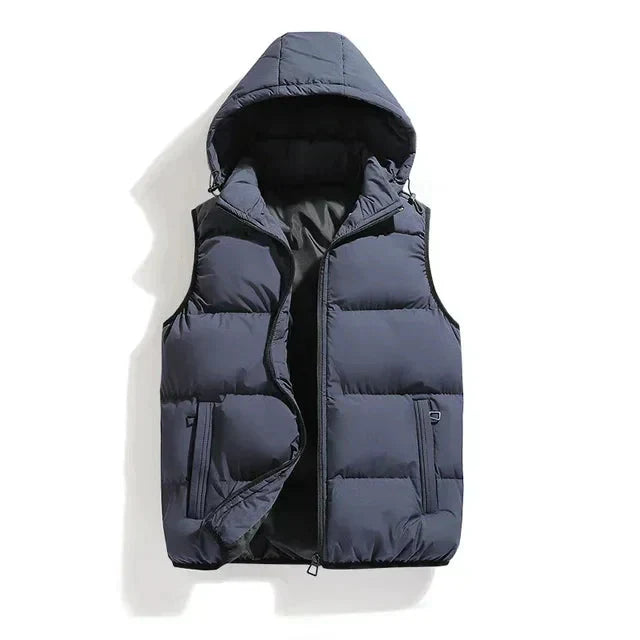 Veste d'hiver sans manches pour hommes - Isolation Premium et Capuche Amovible