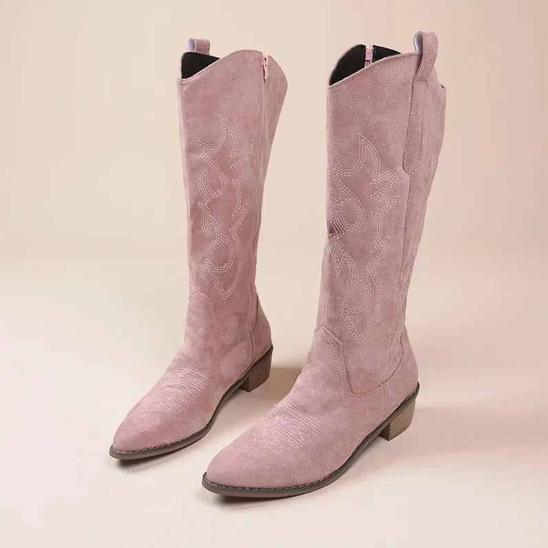 Bottes de Cowboy Élégantes pour Femmes - Broderie et Talon Bloc Confortable
