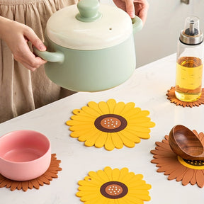 Tapis de Table Résistant à la Chaleur - Design Tournesol et Antidérapant