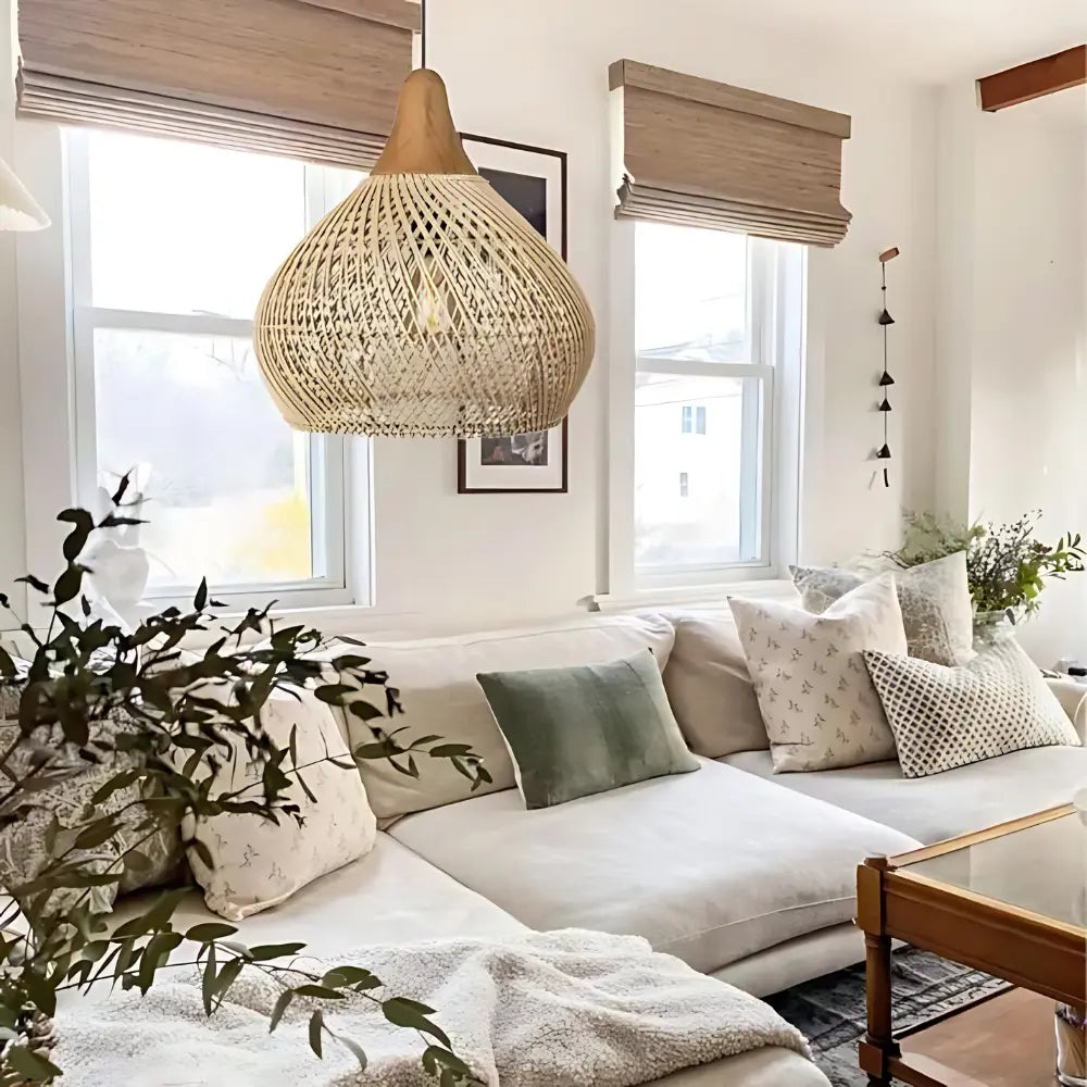 Luminaire en Rotin Artisanal - Design Boho et Éclairage Ambiant
