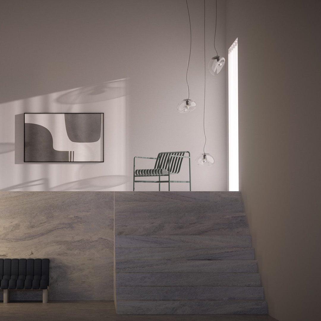 Lampe Plafonnier en Verre Soufflé - Design Épuré et Atmosphère Sereine