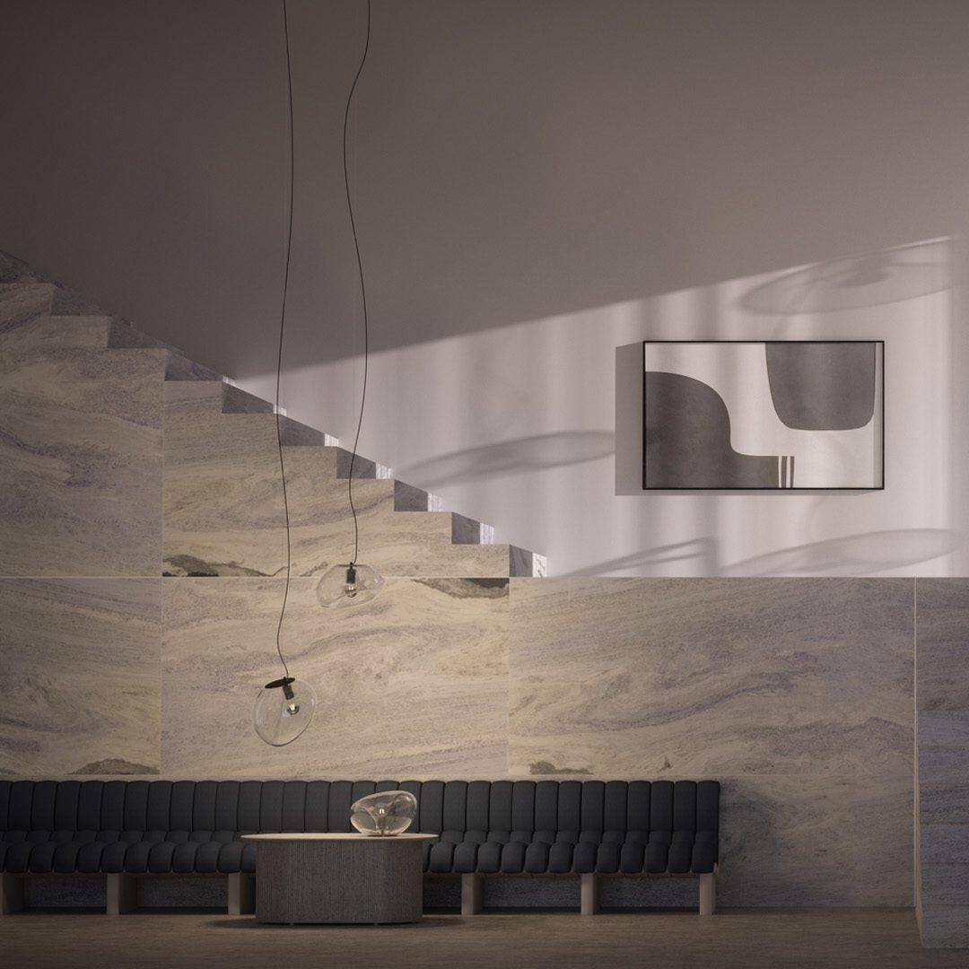 Lampe Plafonnier en Verre Soufflé - Design Épuré et Atmosphère Sereine