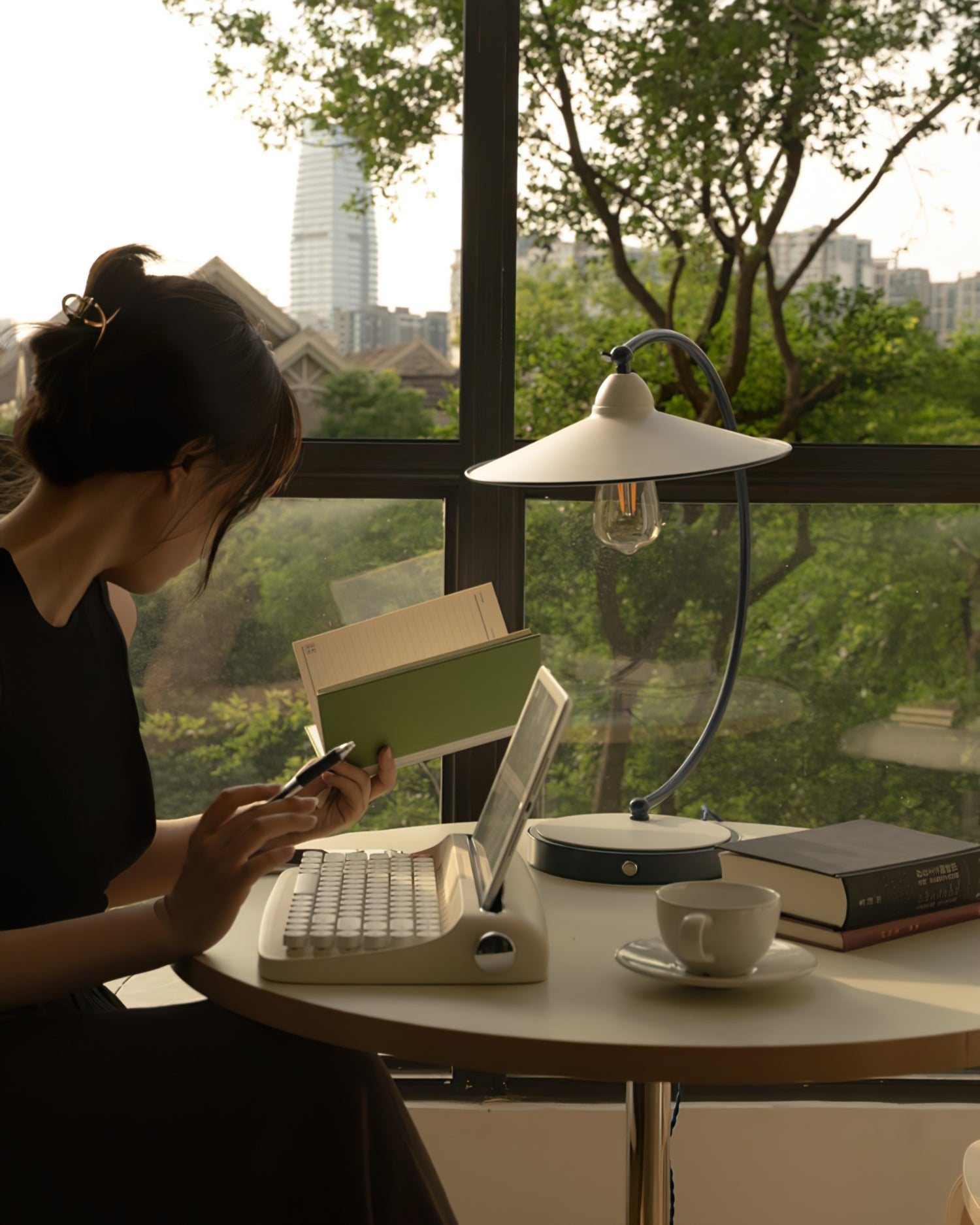 Lampe de Bureau Bleue Éclatante - Design Dynamique et Éclairage Confortable