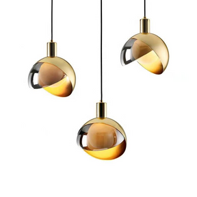 Suspension en Verre Doré Moderne - Design Scandinave Élégant et Réglable