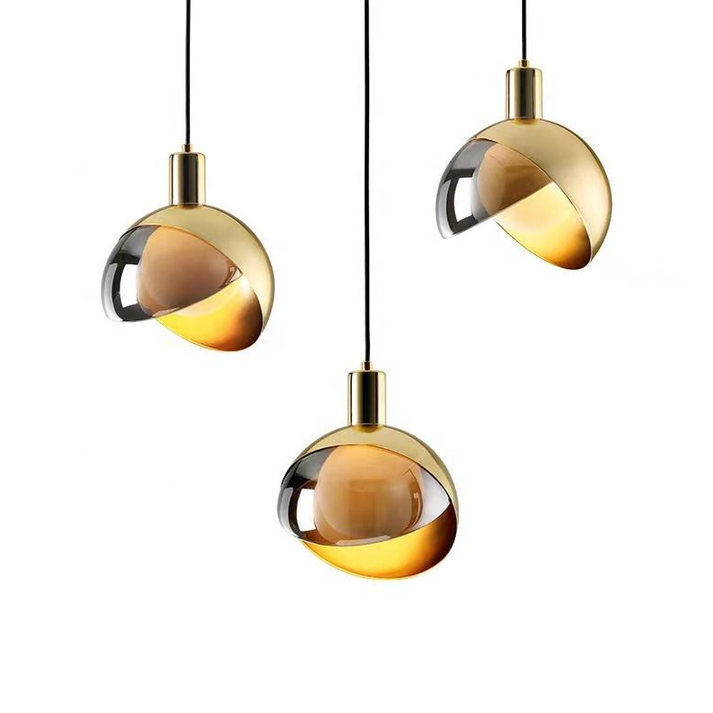 Suspension en Verre Doré Moderne - Design Scandinave Élégant et Réglable