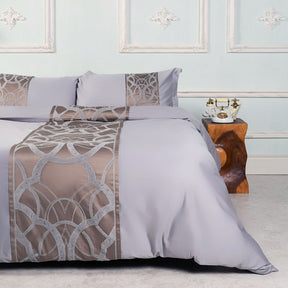 Housse de Couette Grise en Coton - Design Élégant avec Motif Chaîne