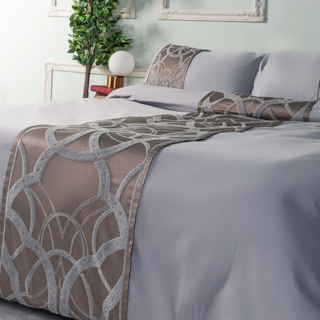 Housse de Couette Grise en Coton - Design Élégant avec Motif Chaîne