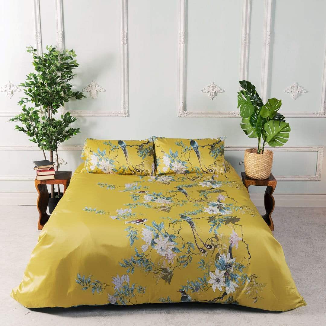 Duvet en Coton Égyptien Luxe - Design Jaune Apaisant et Respirant