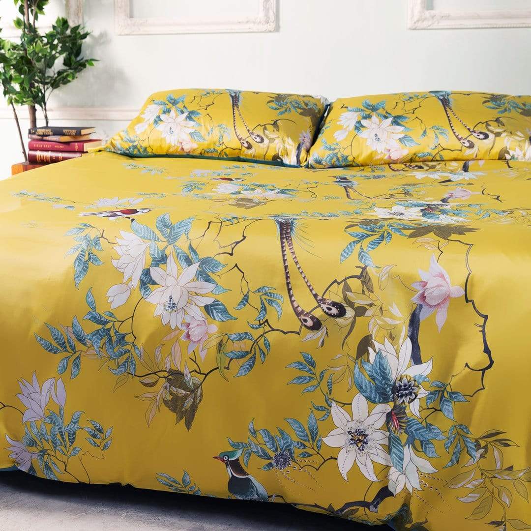 Duvet en Coton Égyptien Luxe - Design Jaune Apaisant et Respirant
