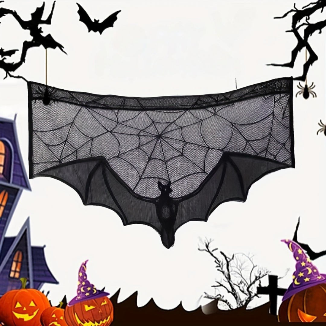 Nappe en Dentelle Noire Halloween - Décoration Élégante et Effrayante