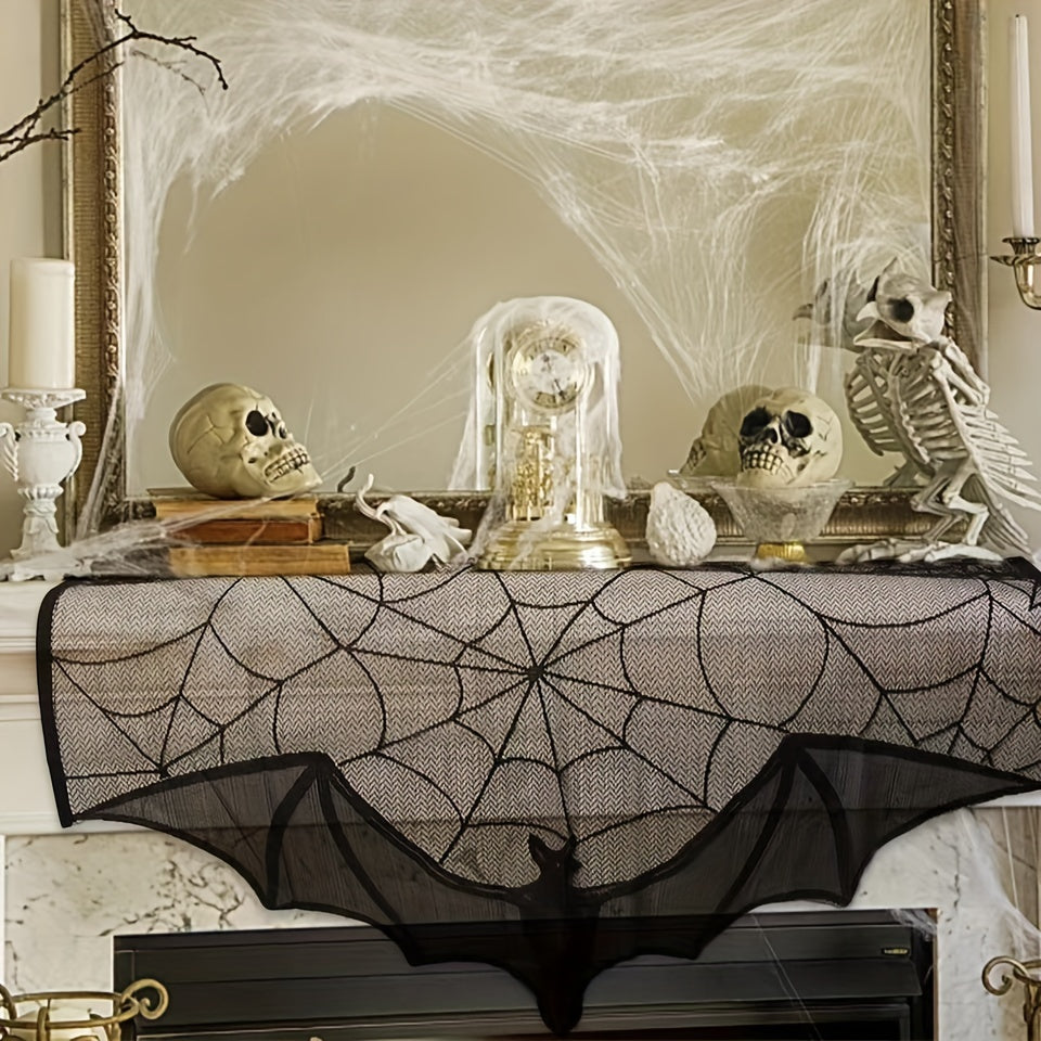 Nappe en Dentelle Noire Halloween - Décoration Élégante et Effrayante
