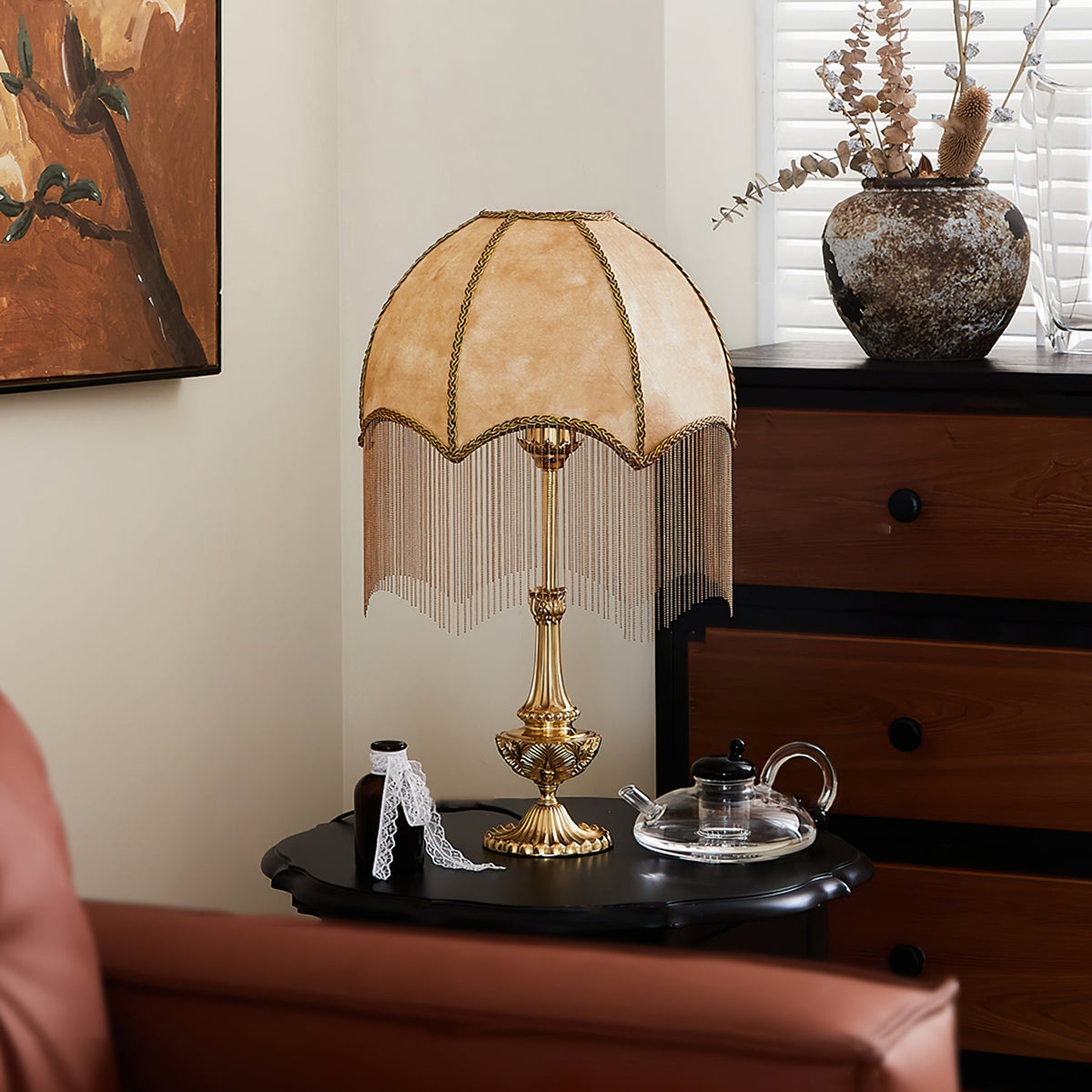 Lampe de Table Élégante avec Franges - Luxe et Charme Vintage pour Votre Intérieur
