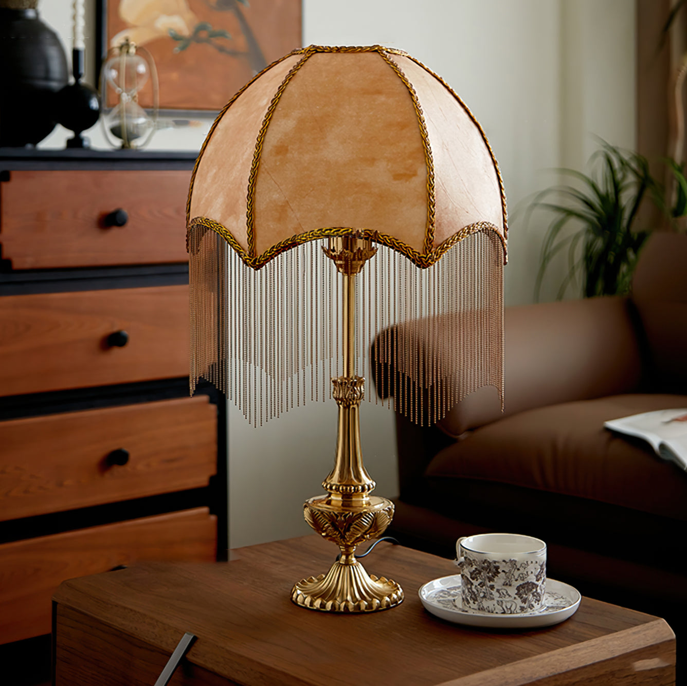 Lampe de Table Élégante avec Franges - Luxe et Charme Vintage pour Votre Intérieur