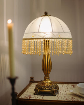 Lampe de Table Élégante en Laiton - Design Chic avec Gland en Fleur