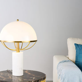 Lampe en Verre Dorée avec Socle en Marbre - Éclairage Ambiant et Élégant pour Intérieur
