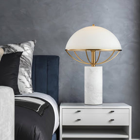 Lampe en Verre Dorée avec Socle en Marbre - Éclairage Ambiant et Élégant pour Intérieur