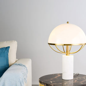 Lampe en Verre Dorée avec Socle en Marbre - Éclairage Ambiant et Élégant pour Intérieur