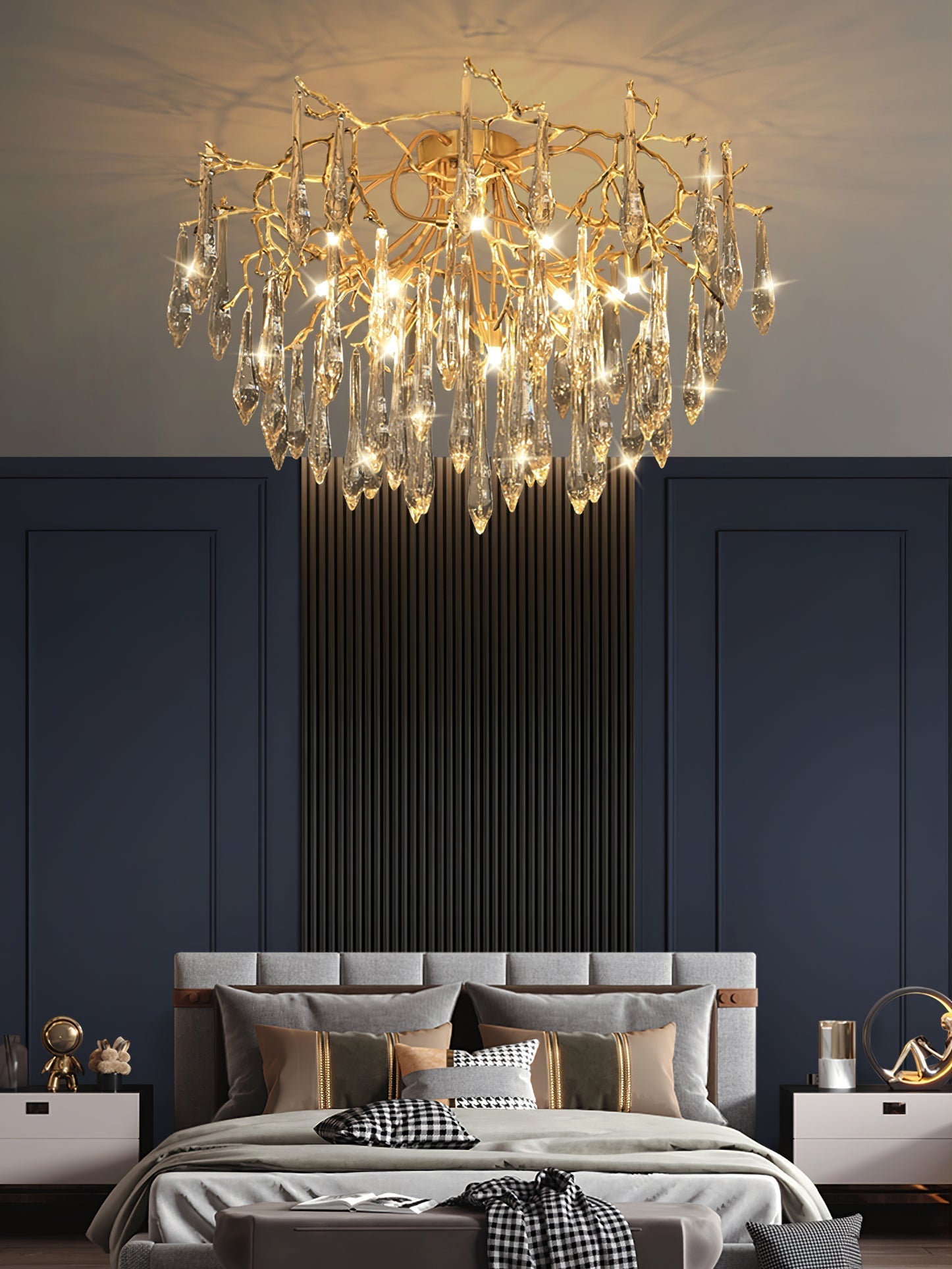 Lampe de Plafond en Cristaux - Design Élégant et Luxueux