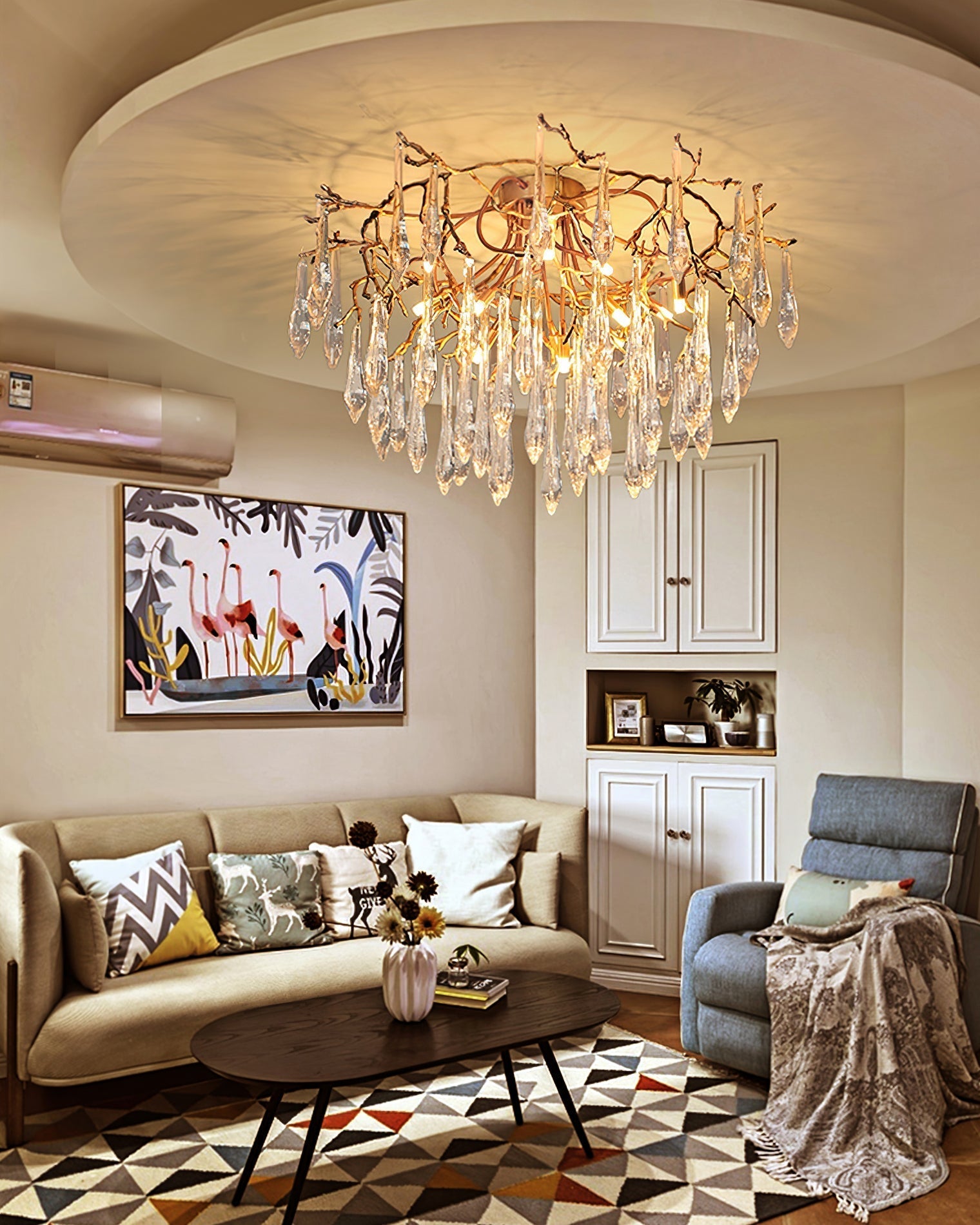 Lampe de Plafond en Cristaux - Design Élégant et Luxueux