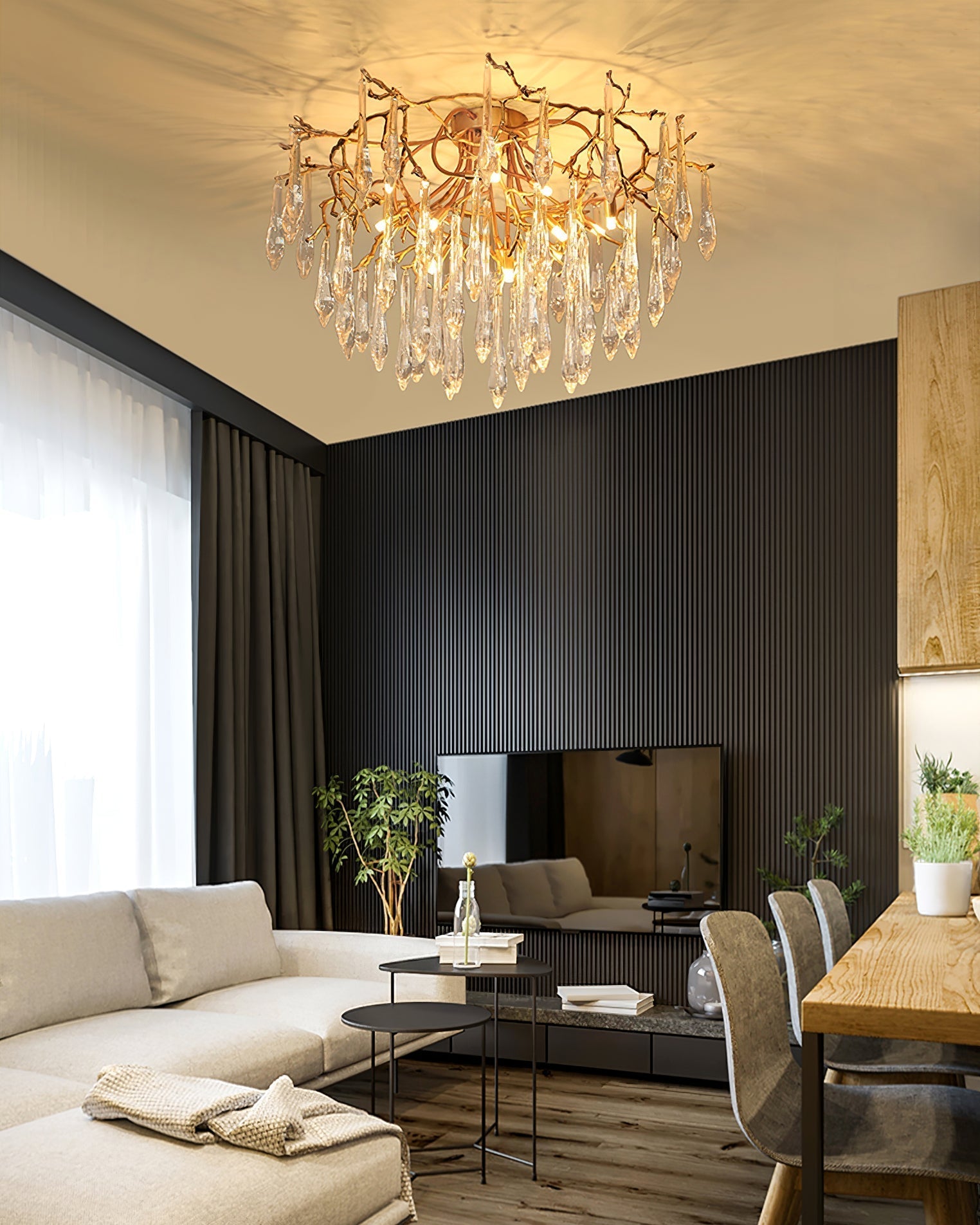 Lampe de Plafond en Cristaux - Design Élégant et Luxueux