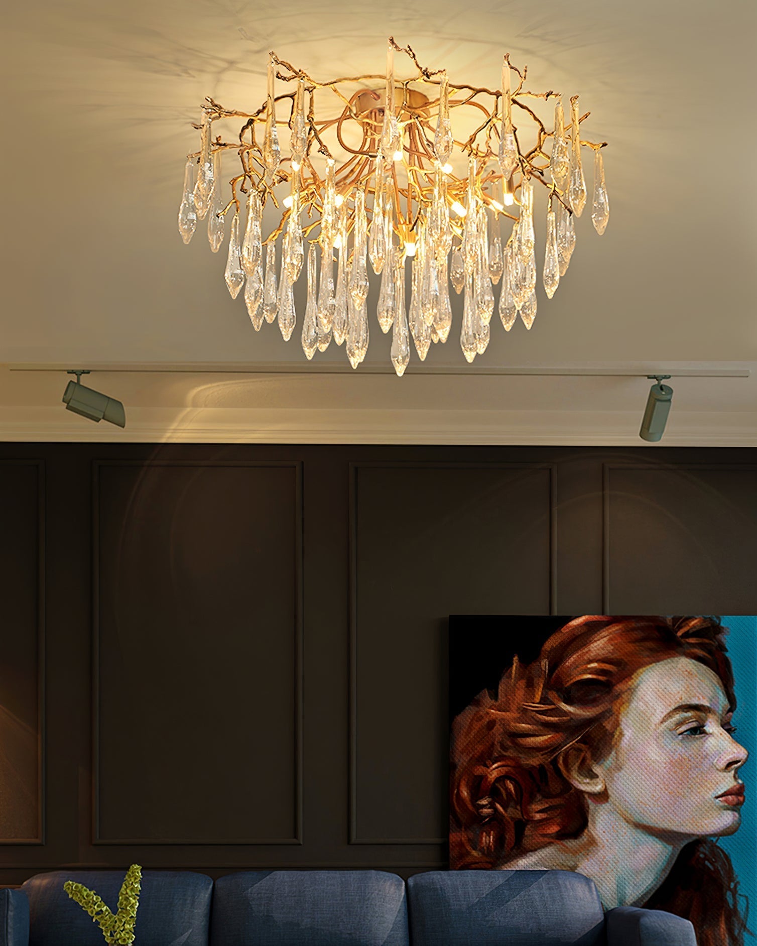 Lampe de Plafond en Cristaux - Design Élégant et Luxueux