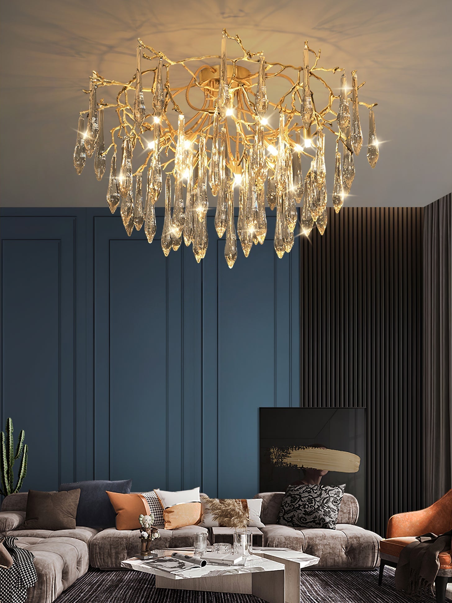 Lampe de Plafond en Cristaux - Design Élégant et Luxueux