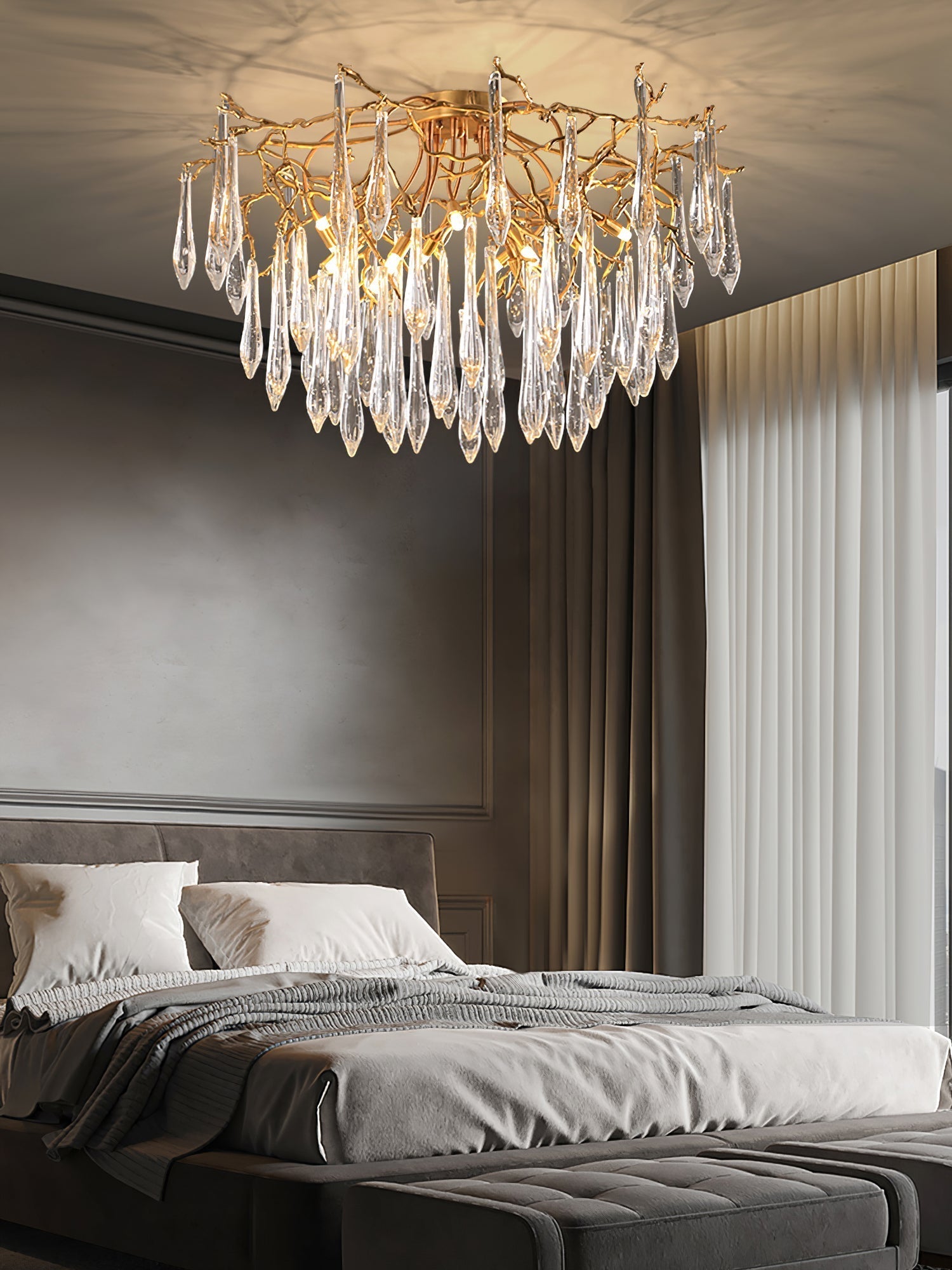 Lampe de Plafond en Cristaux - Design Élégant et Luxueux