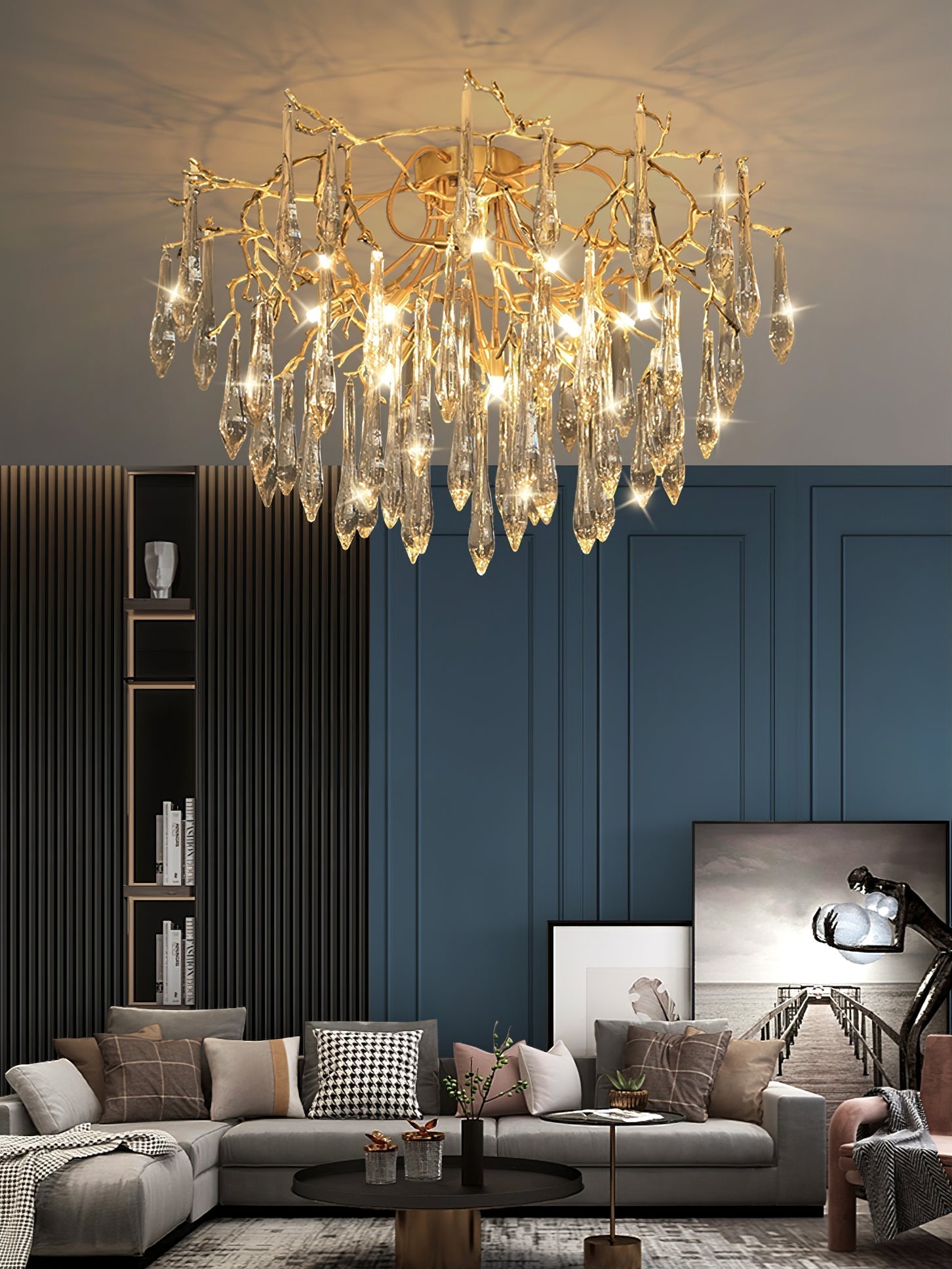 Lampe de Plafond en Cristaux - Design Élégant et Luxueux
