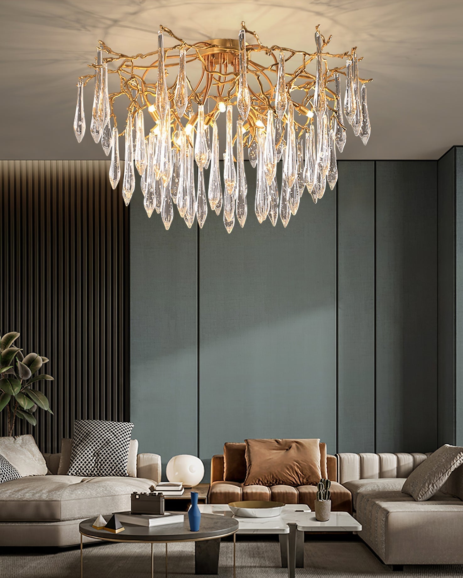 Lampe de Plafond en Cristaux - Design Élégant et Luxueux