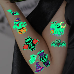 Tatouages Temporaires Halloween Lumineux - Designs Amusants et Sûrs pour Enfants