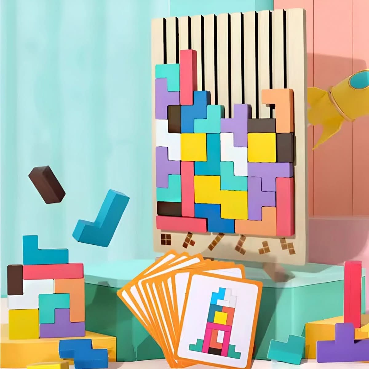 Jeu d'empilage Montessori en Bois | Apprentissage Créatif et Amusant