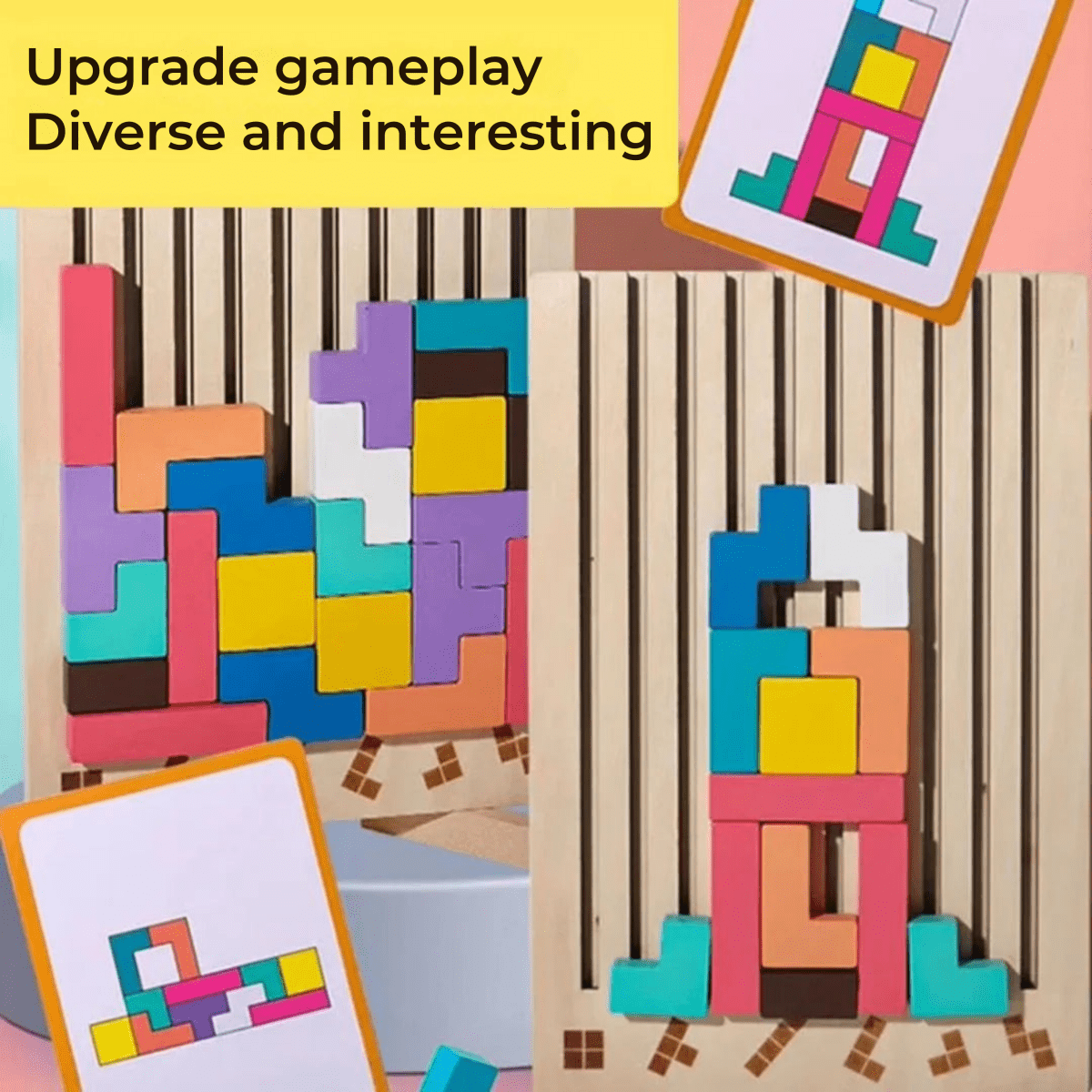 Jeu d'empilage Montessori en Bois | Apprentissage Créatif et Amusant