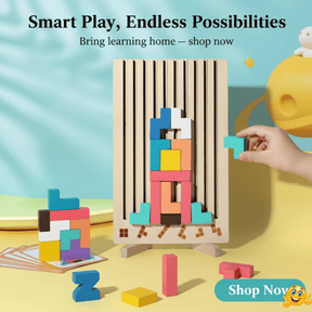 Jeu d'empilage Montessori en Bois | Apprentissage Créatif et Amusant