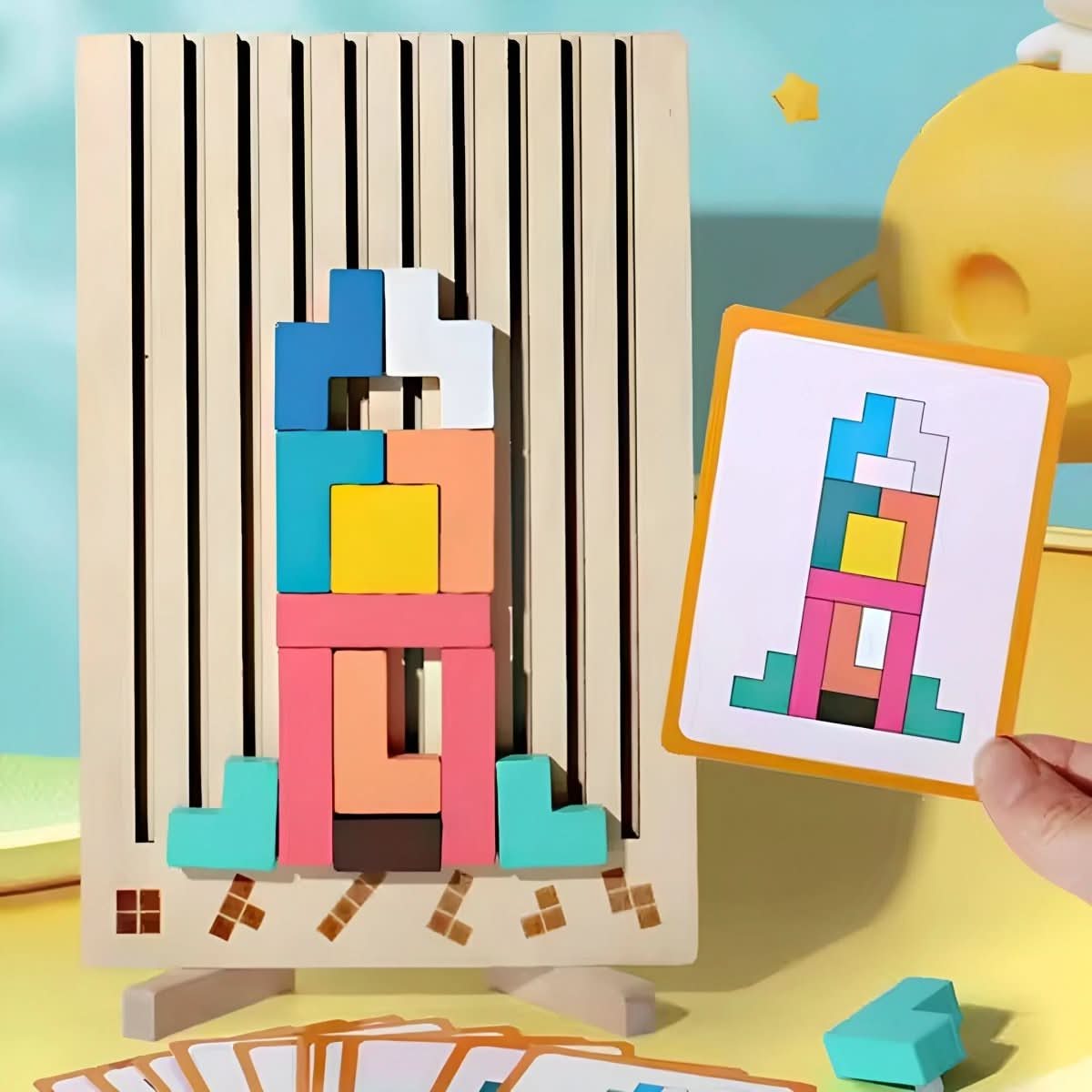 Jeu d'empilage Montessori en Bois | Apprentissage Créatif et Amusant