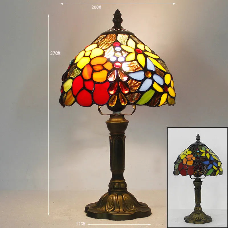 Lampe de Bureau Tiffany Colorée - Col de Cygne Réglable et Artisanale