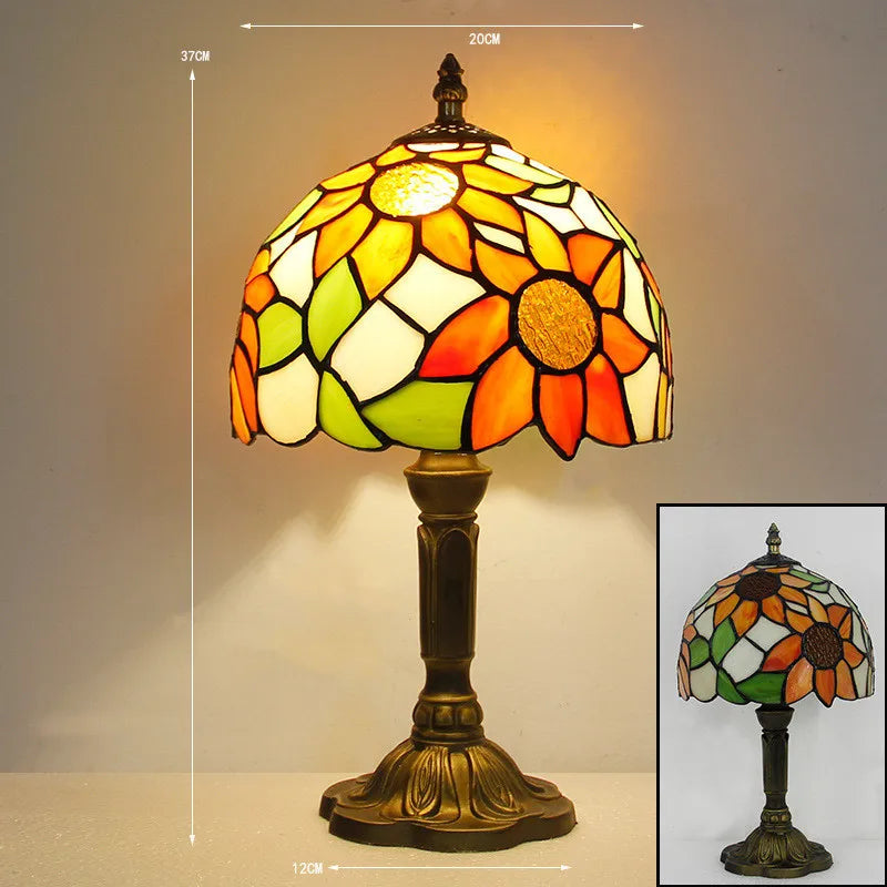 Lampe de Bureau Tiffany Colorée - Col de Cygne Réglable et Artisanale
