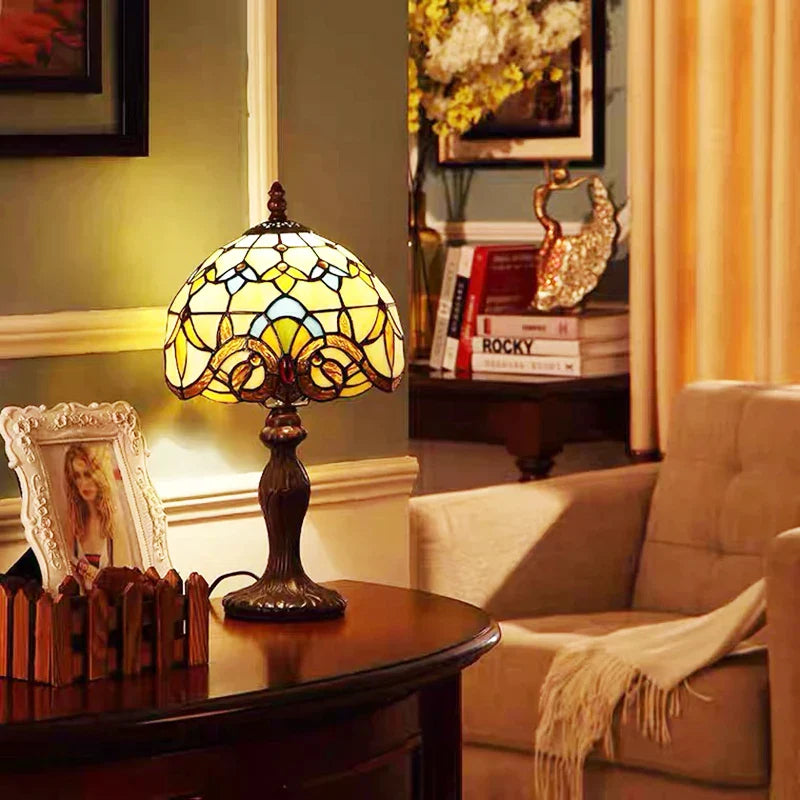 Lampe de Bureau Tiffany Colorée - Col de Cygne Réglable et Artisanale