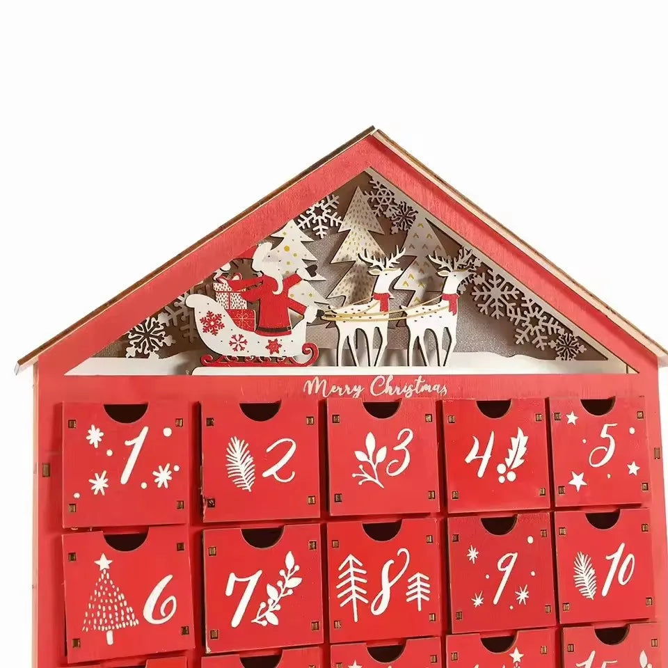 Calendrier de l'Avent en Bois - Compte à Rebours Éclairé jusqu'à Noël