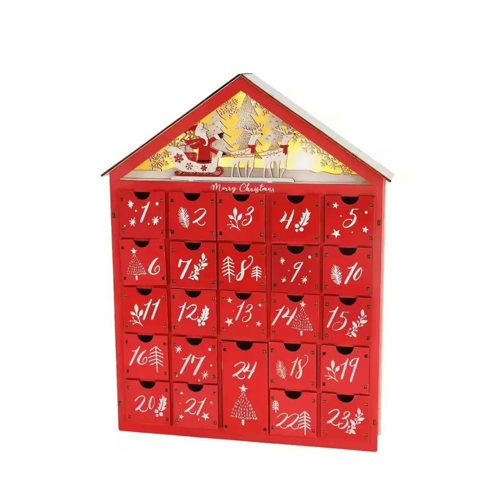Calendrier de l'Avent en Bois - Compte à Rebours Éclairé jusqu'à Noël