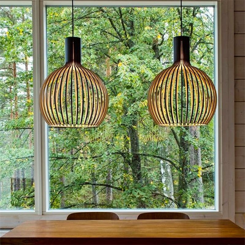 Suspension en Bois Artisanale - Éclairage Chaleureux et Unique