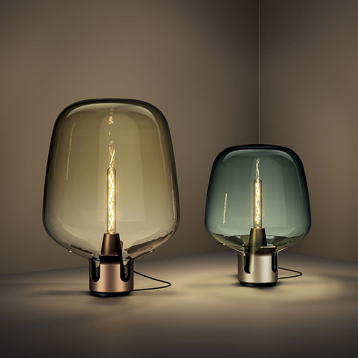 Lampe de Table en Verre - Élégante et Compacte avec Lumière LED Chaude