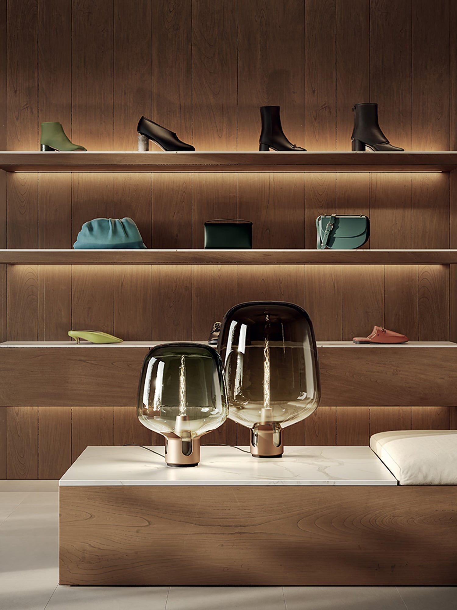 Lampe de Table en Verre - Élégante et Compacte avec Lumière LED Chaude
