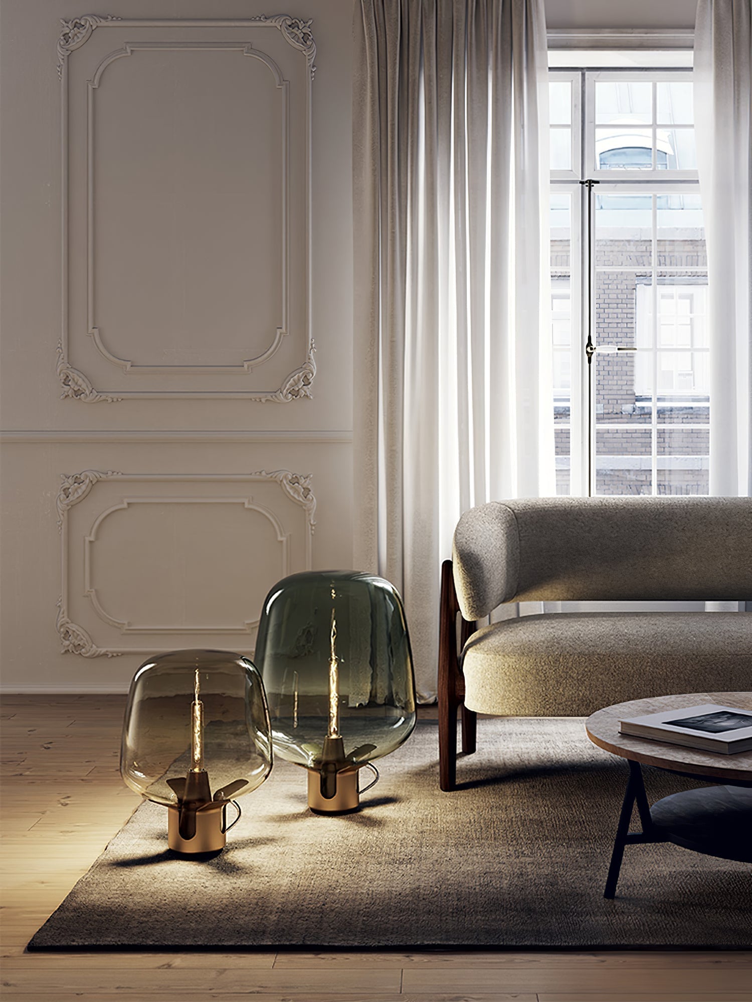 Lampe de Table en Verre - Élégante et Compacte avec Lumière LED Chaude