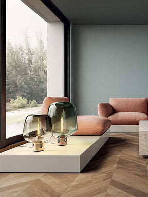 Lampe de Table en Verre - Élégante et Compacte avec Lumière LED Chaude