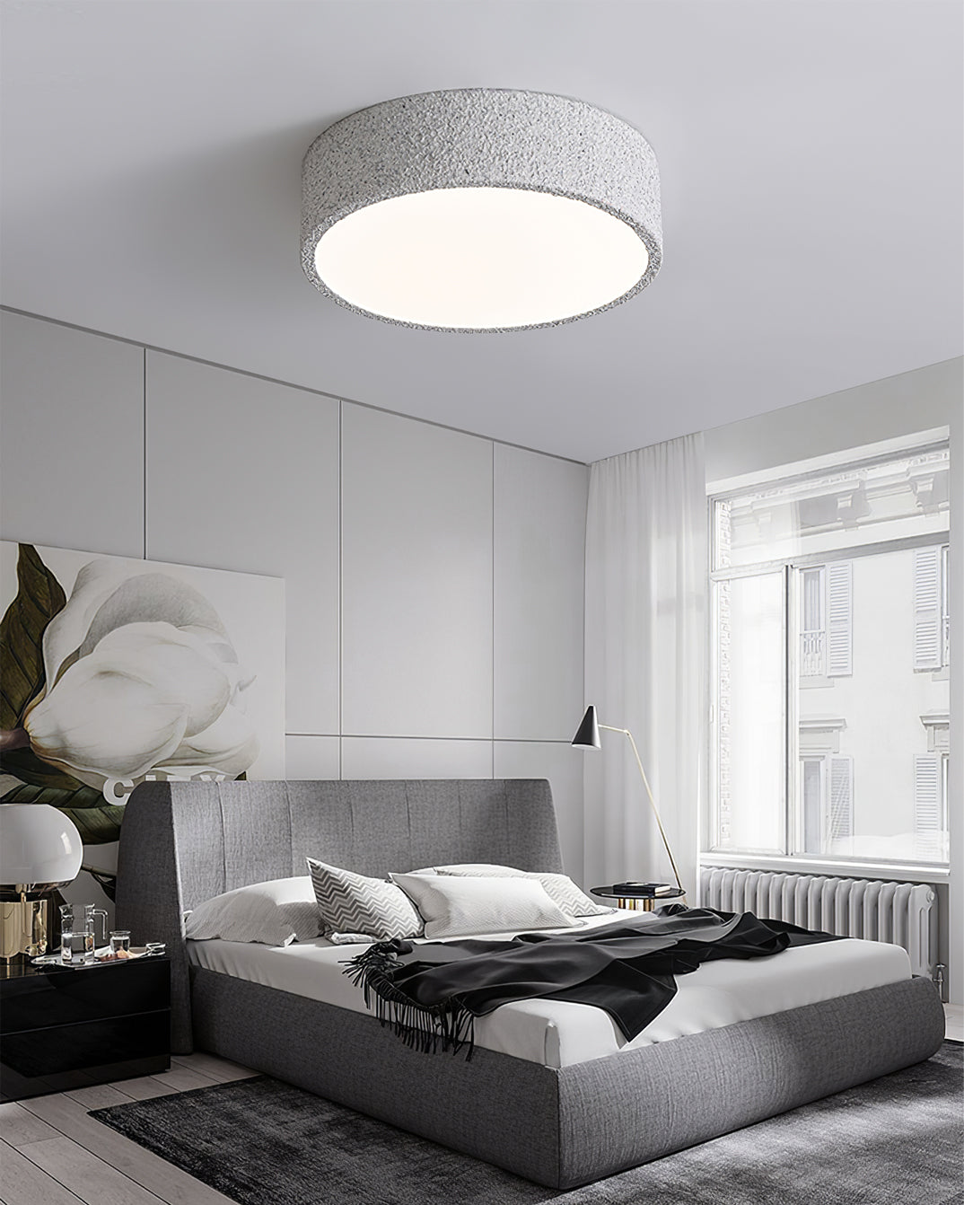 Lampe de Plafond Minimaliste - Design Brutaliste et Éclairage Doux